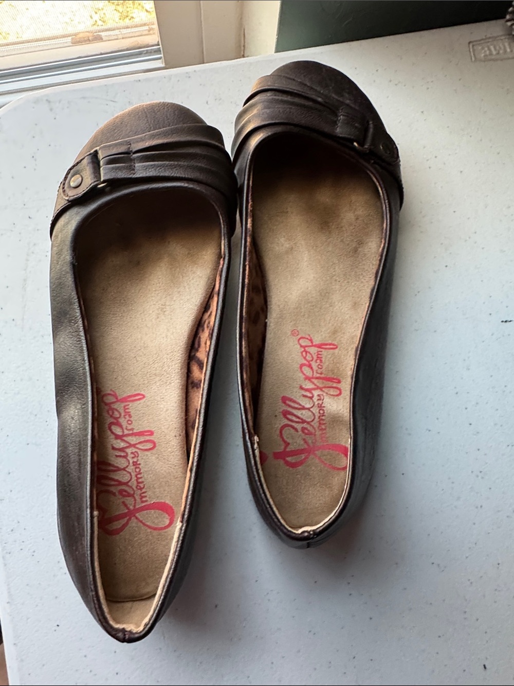 Kitsch Brown Buckle-Accent Ballet Flats
